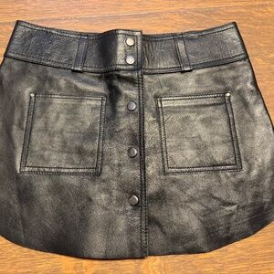 Evoke Zia Leather Miniskirt Laser Cut Hem,  New with Tags, XS, Black $280